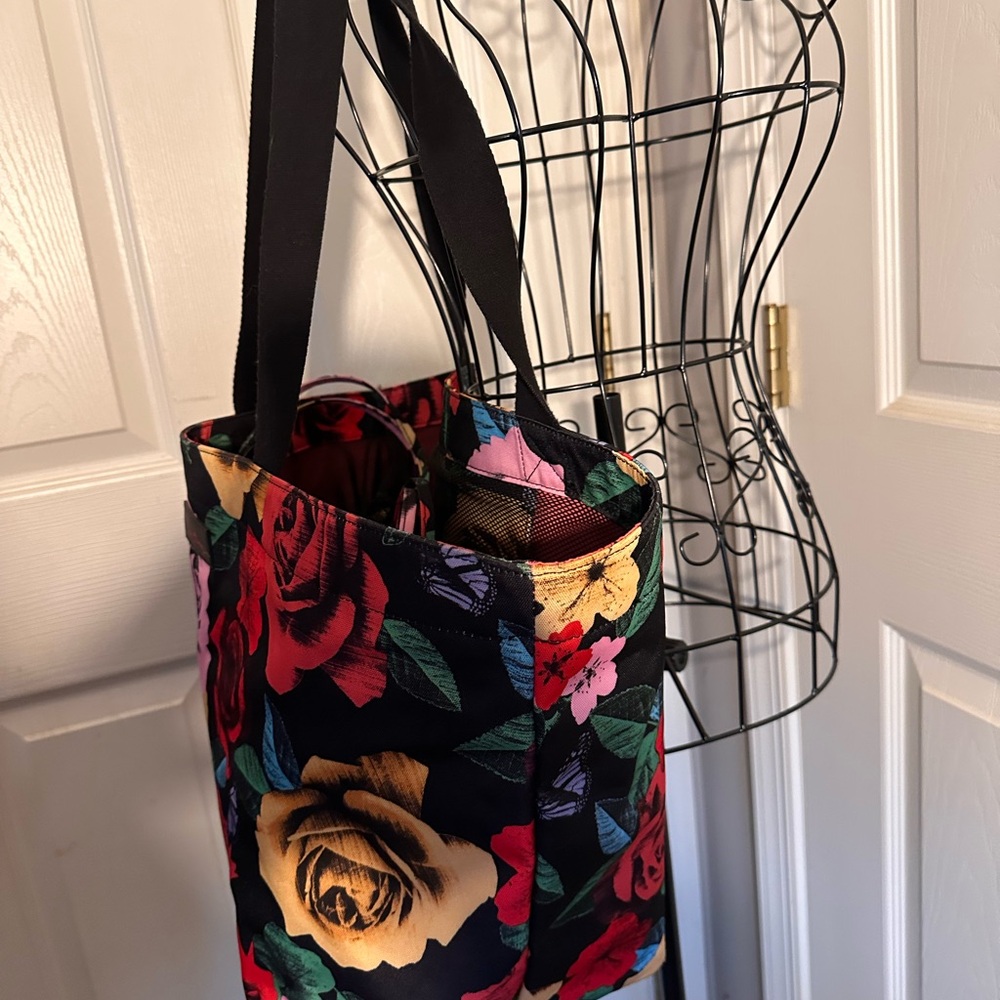 Vera Bradley Large Zip Top Tote Bag Havana Rose Black Floral - Picture 10 of 10